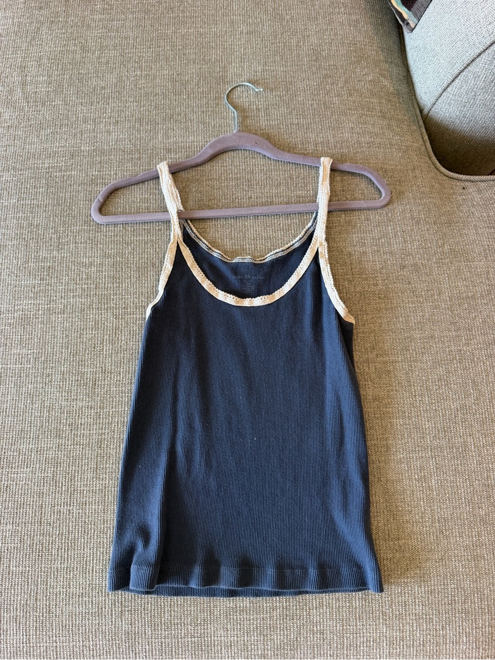 Brandy Melville Black Camisole with Cream Trim